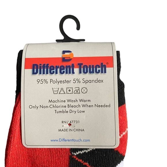 NEW ARGYLE Sock Trio Red & Black Multicolor - Picture 4 of 5